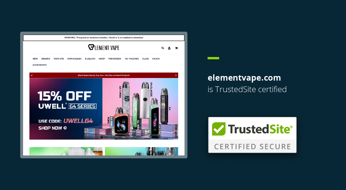 elementvape.com is TrustedSite Certified