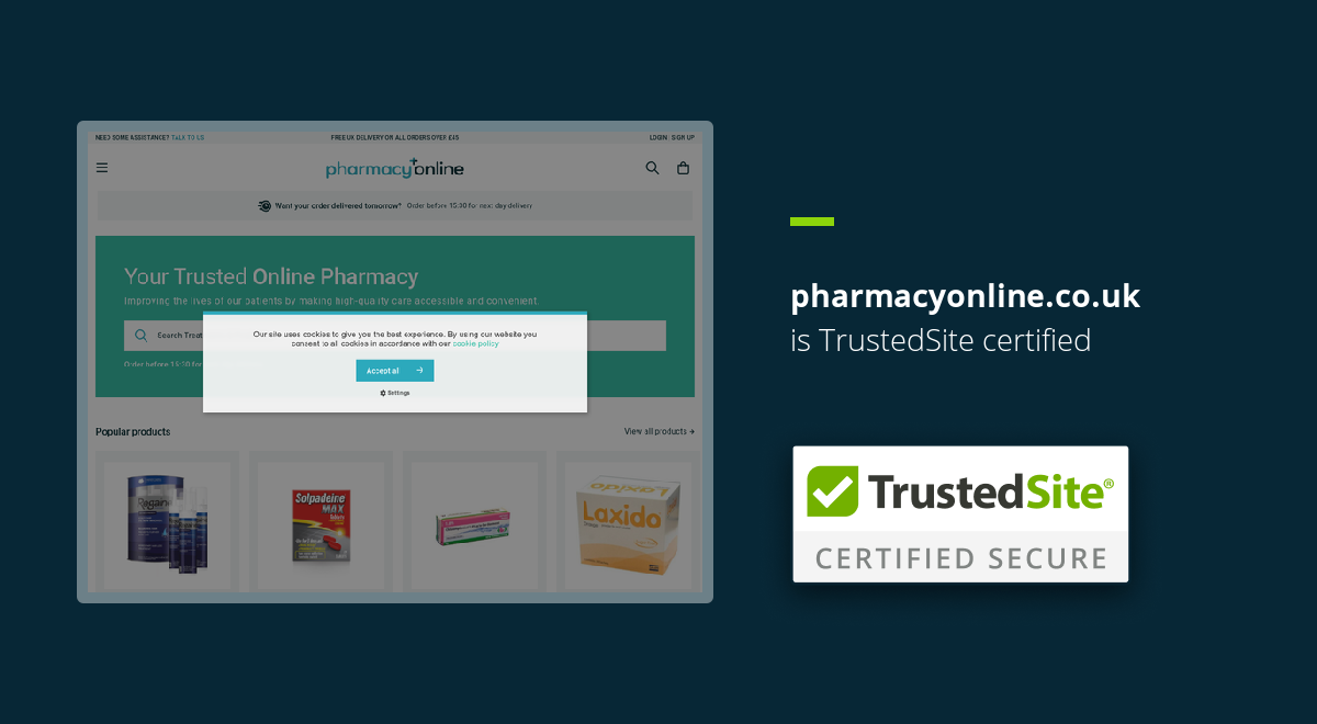 farmaciaonline.co.uk tiene la certificación TrustedSite