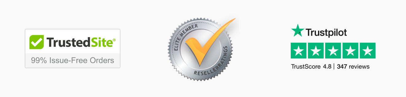 Review trust badge examples including Google Customer Reviews, Trustpilot, and ResellerRatings